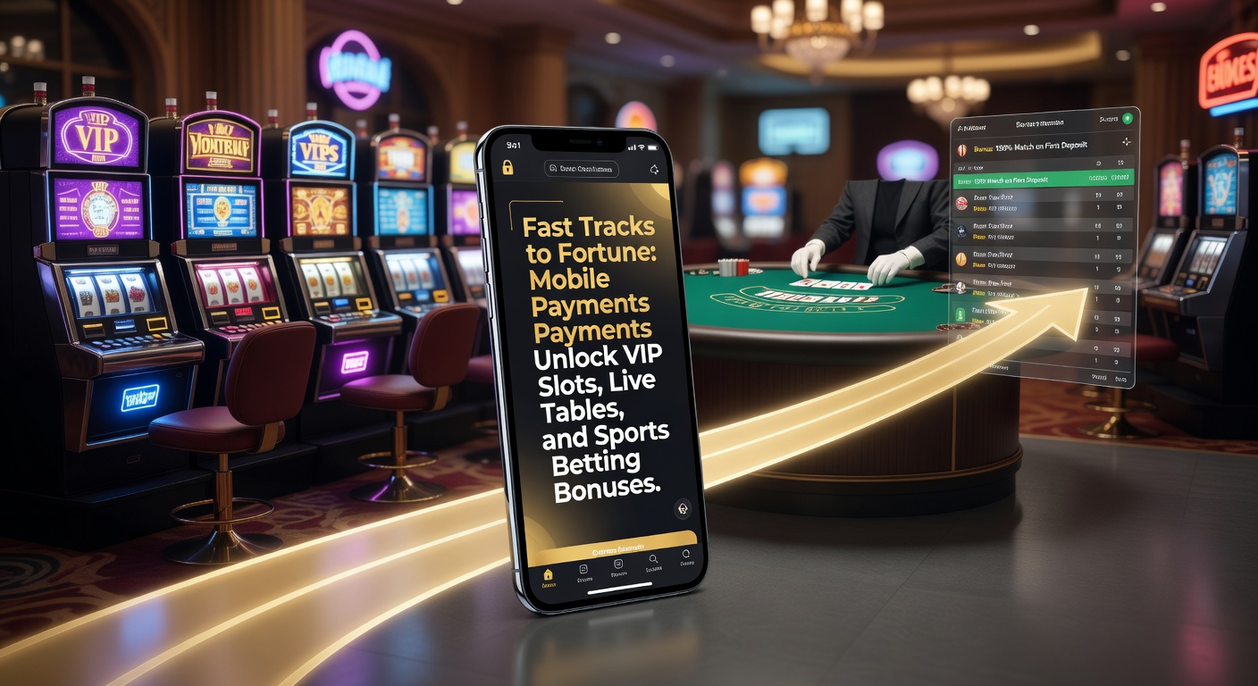 Smartphone mit Casino-App und mobiler Zahlungsoption, die VIP-Features freischaltet