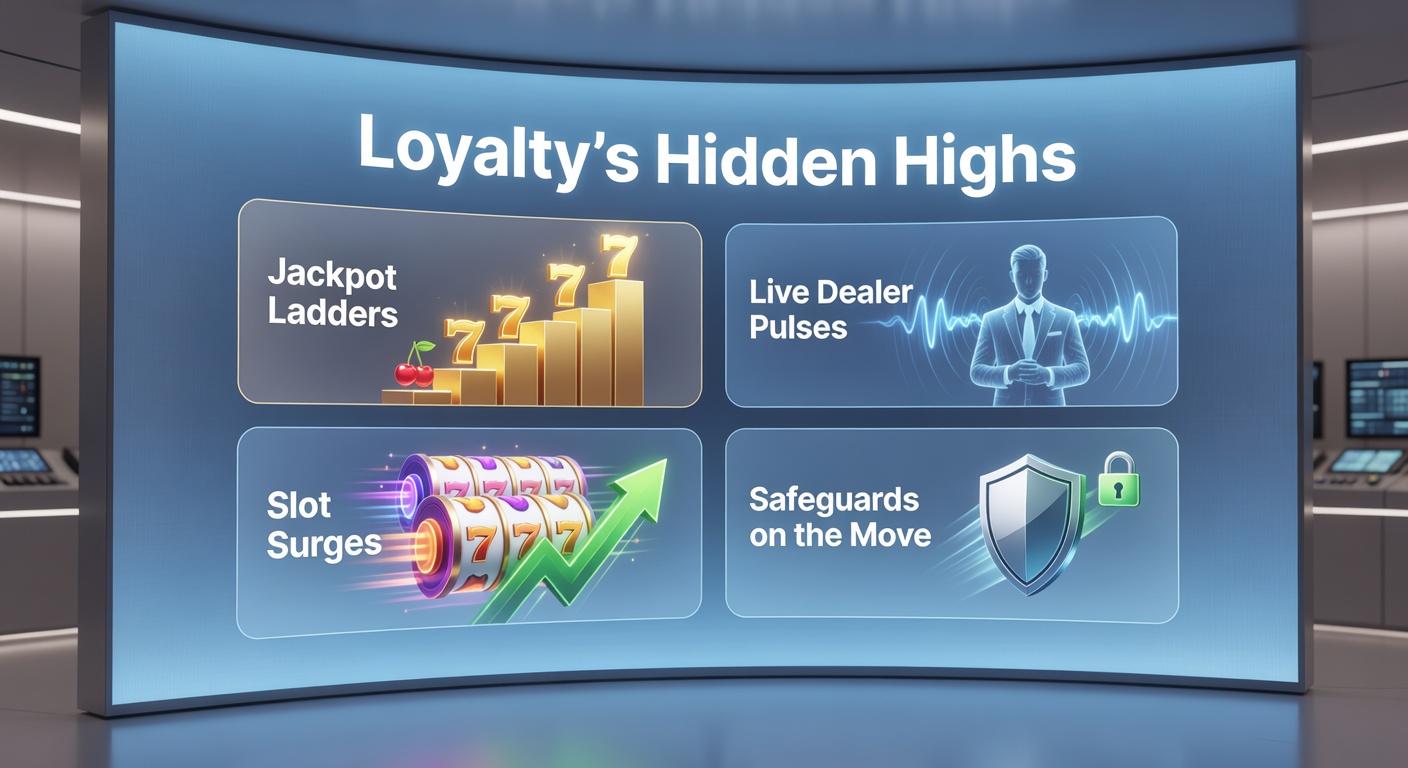 Dynamische Darstellung eines Live-Dealer-Tisches mit pulsierenden Lichtern, Slot-Symbolen und einem mobilen Schutzschild