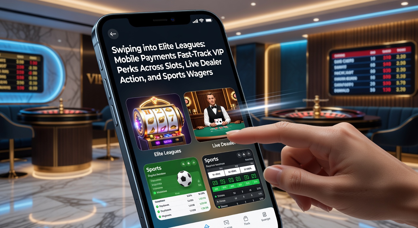 Smartphone mit Swipe-Geste für mobile Zahlung in einem Casino-App, um VIP-Status zu erreichen